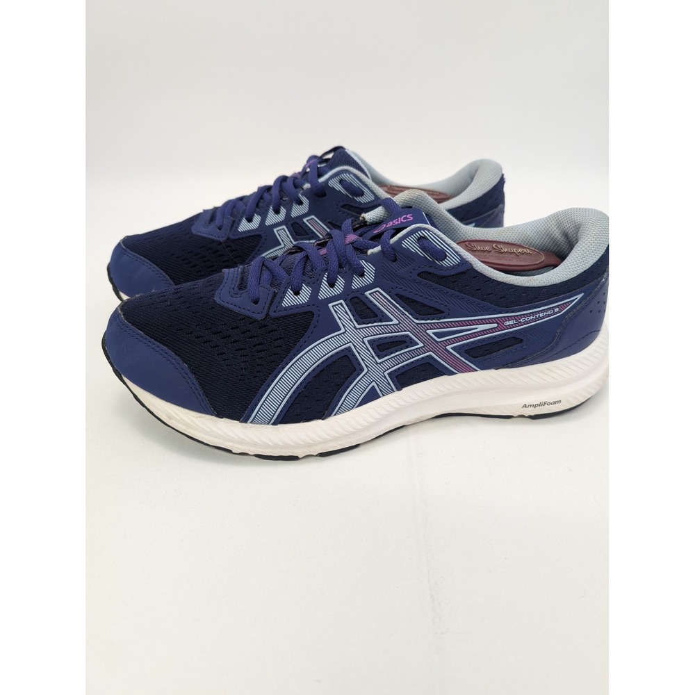 Asics Gel-Contend 8 Womens Running Shoes Navy Blue Purple 1012B319 Size 8.5 Wide